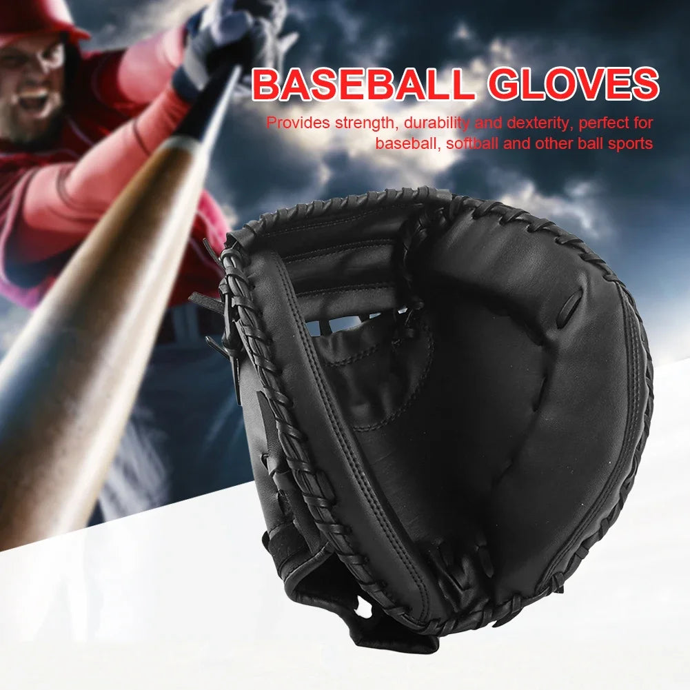 Baseball Glove PU Leather Baseball Softball Catcher Thicken Baseball Mitt Wear-resistant Catcher Mitt for Youth Adults Practice