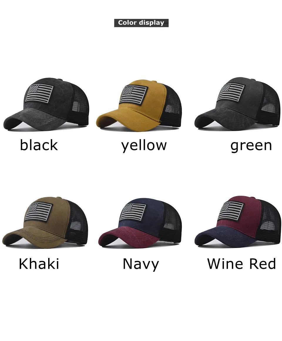 Fashion Cotton Men Women Tactical Fashion  Baseball Cap Usa American Flag Outdoor Unisex Hip Hop Hats For Runing