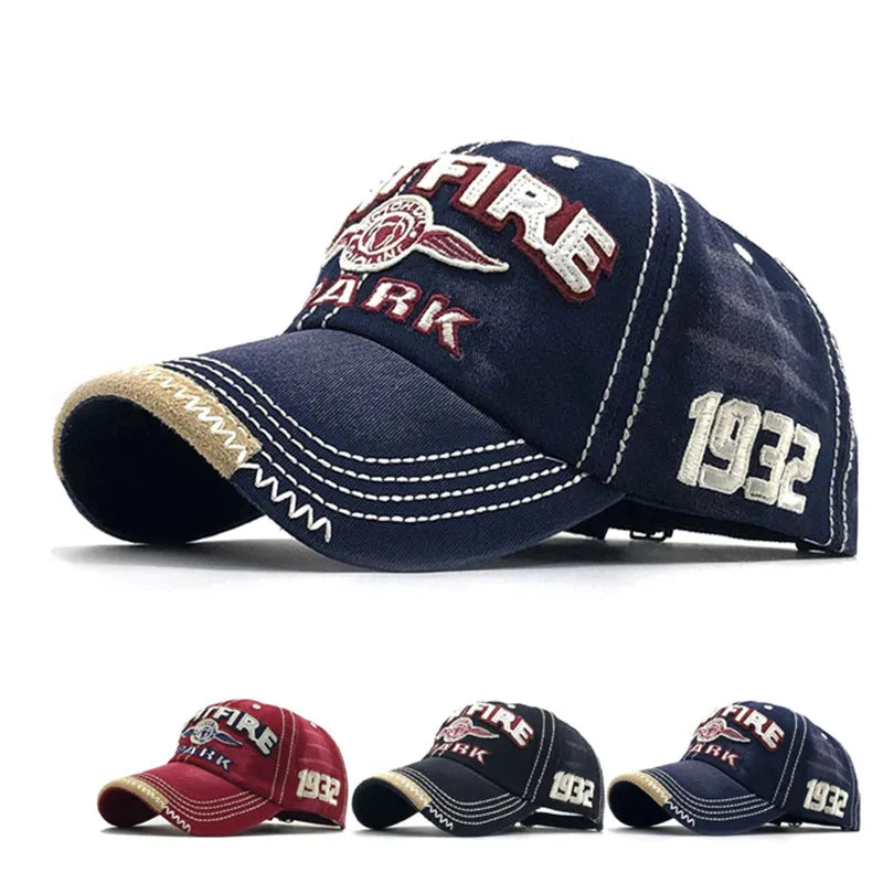 Washed Denim Cotton Summer Sunhat Hat Embroidered Letter Printed Sport Golf Baseball Cap Unisex Cowboy Hip Hop Dance Rock Visors