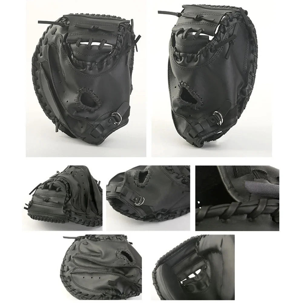 Baseball Glove PU Leather Baseball Softball Catcher Thicken Baseball Mitt Wear-resistant Catcher Mitt for Youth Adults Practice