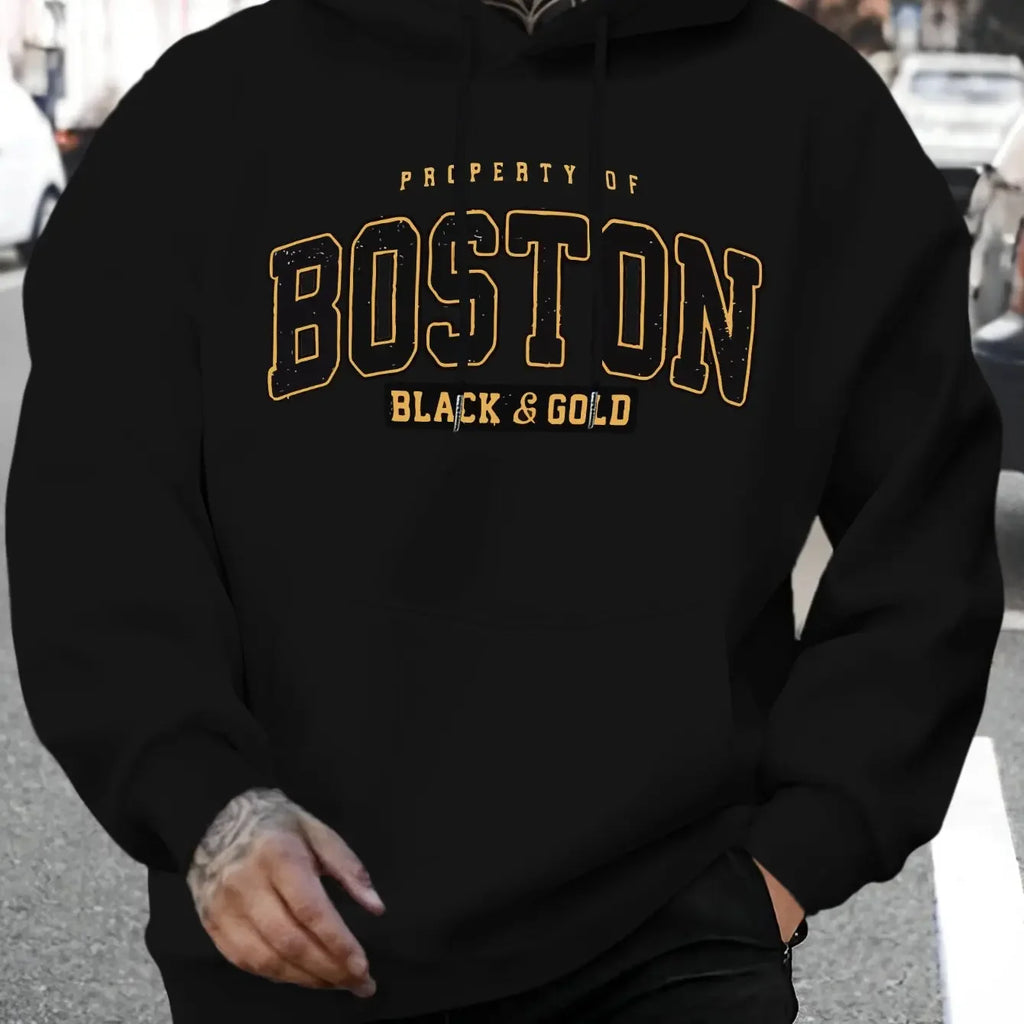 Pop Autumn/Winter Boston Hoodie Design Men's Street Style Sportswear Autumn Casual Hoodie Fashion Round Neck Hoodie