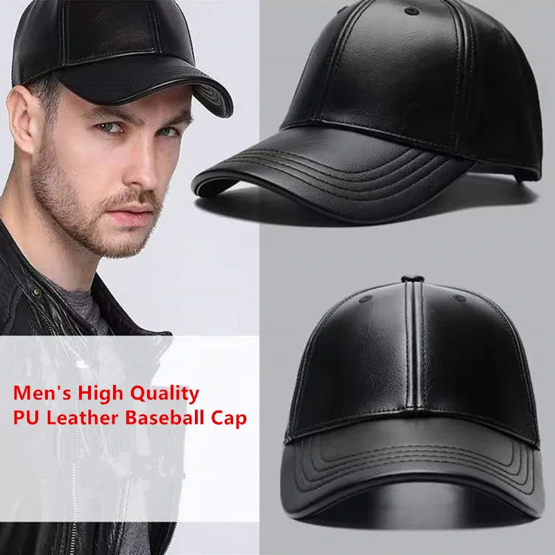 Unisex Solid Men Women Baseball Cap PU Leather Hip Hop Snapback Caps For Men Women Baseball Caps Adjustable Sun Hat trucker hats