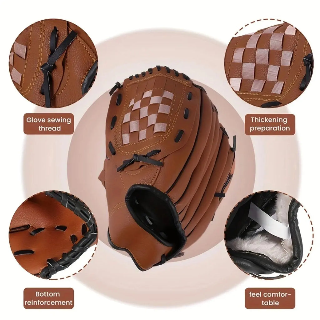 Baseball Glove for Adults & Youth 9.5-12.5 Inch Training Outfield Mitt Premium Synthetic Leather Baseball Softbal