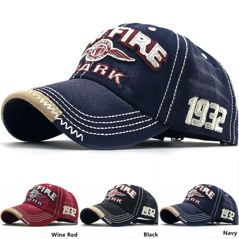 Washed Denim Cotton Summer Sunhat Hat Embroidered Letter Printed Sport Golf Baseball Cap Unisex Cowboy Hip Hop Dance Rock Visors