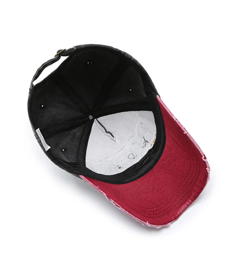 Korean version washed letters spring and autumn men's and women's fashion shabby denim baseball cap sunhat Official Website