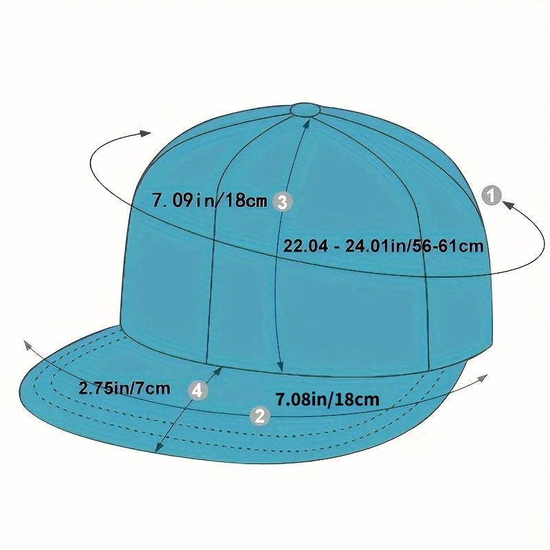 Casual hip-hop punk letter embroidered flat-brimmed baseball cap, sun protection and breathable, ideal for gift-giving