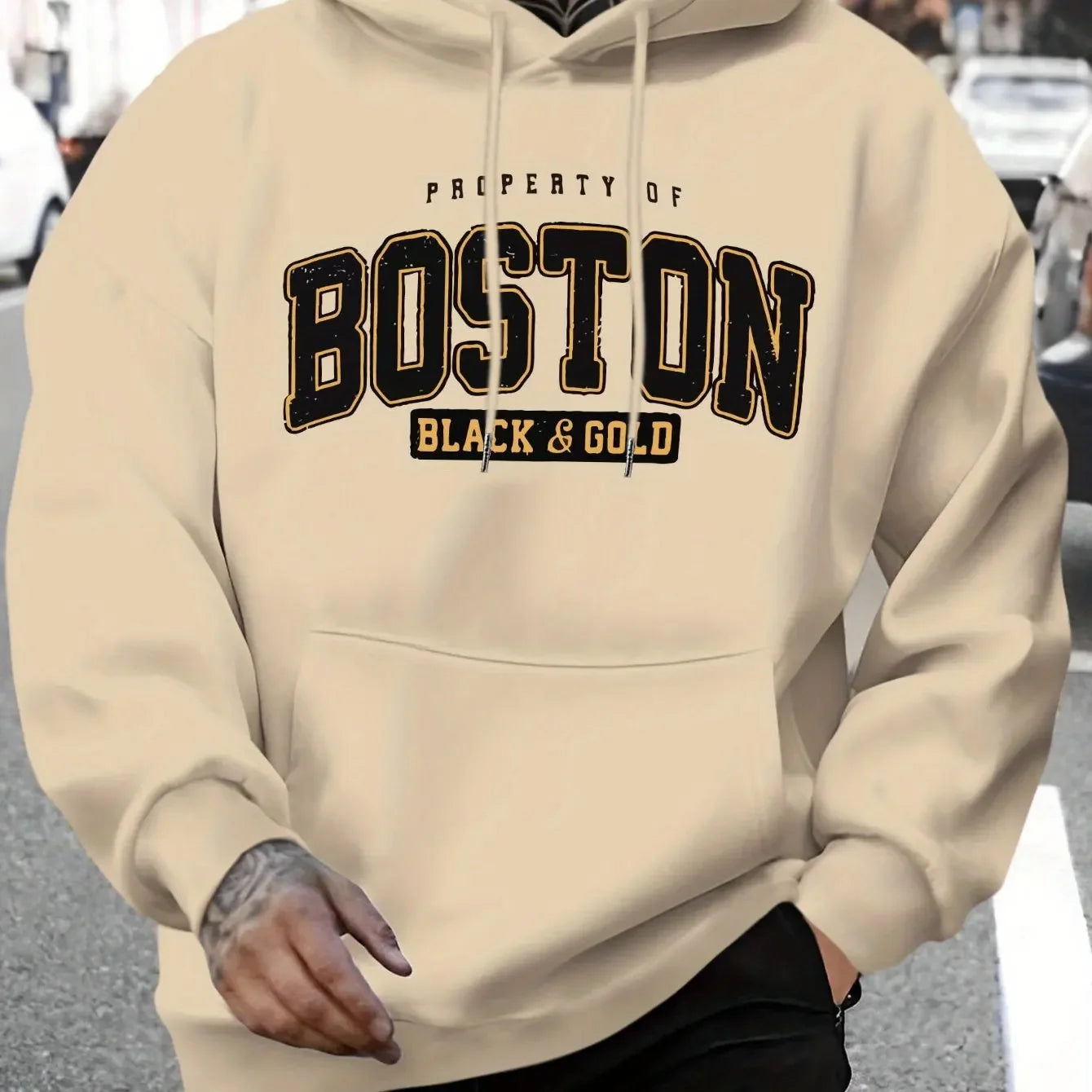 Pop Autumn/Winter Boston Hoodie Design Men's Street Style Sportswear Autumn Casual Hoodie Fashion Round Neck Hoodie