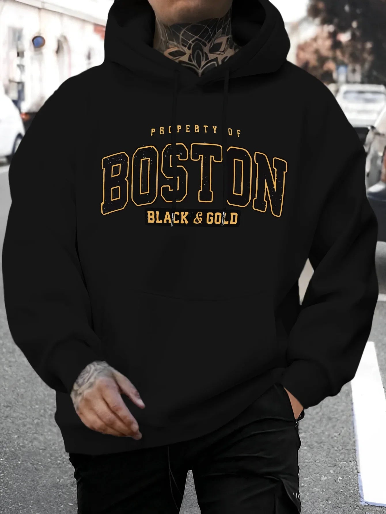 Pop Autumn/Winter Boston Hoodie Design Men's Street Style Sportswear Autumn Casual Hoodie Fashion Round Neck Hoodie