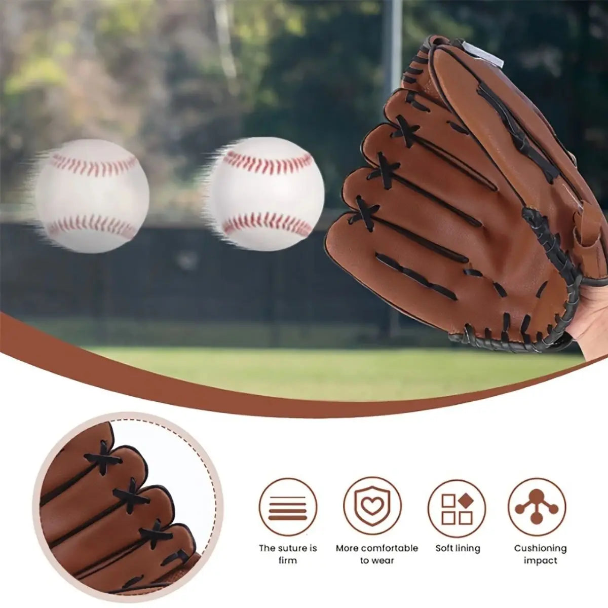 Baseball Glove for Adults & Youth 9.5-12.5 Inch Training Outfield Mitt Premium Synthetic Leather Baseball Softbal